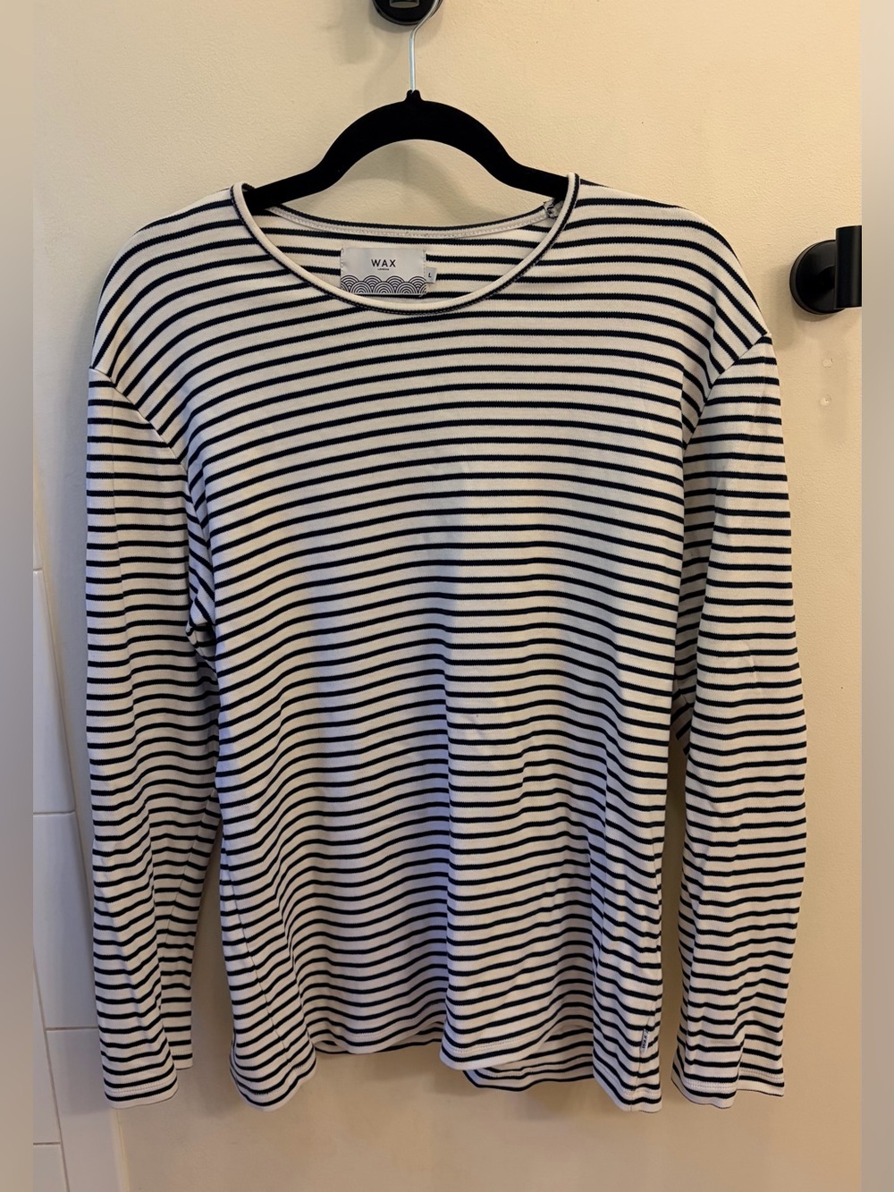 WAX LONDON long sleeve shirt Crewneck striped white black men’s large